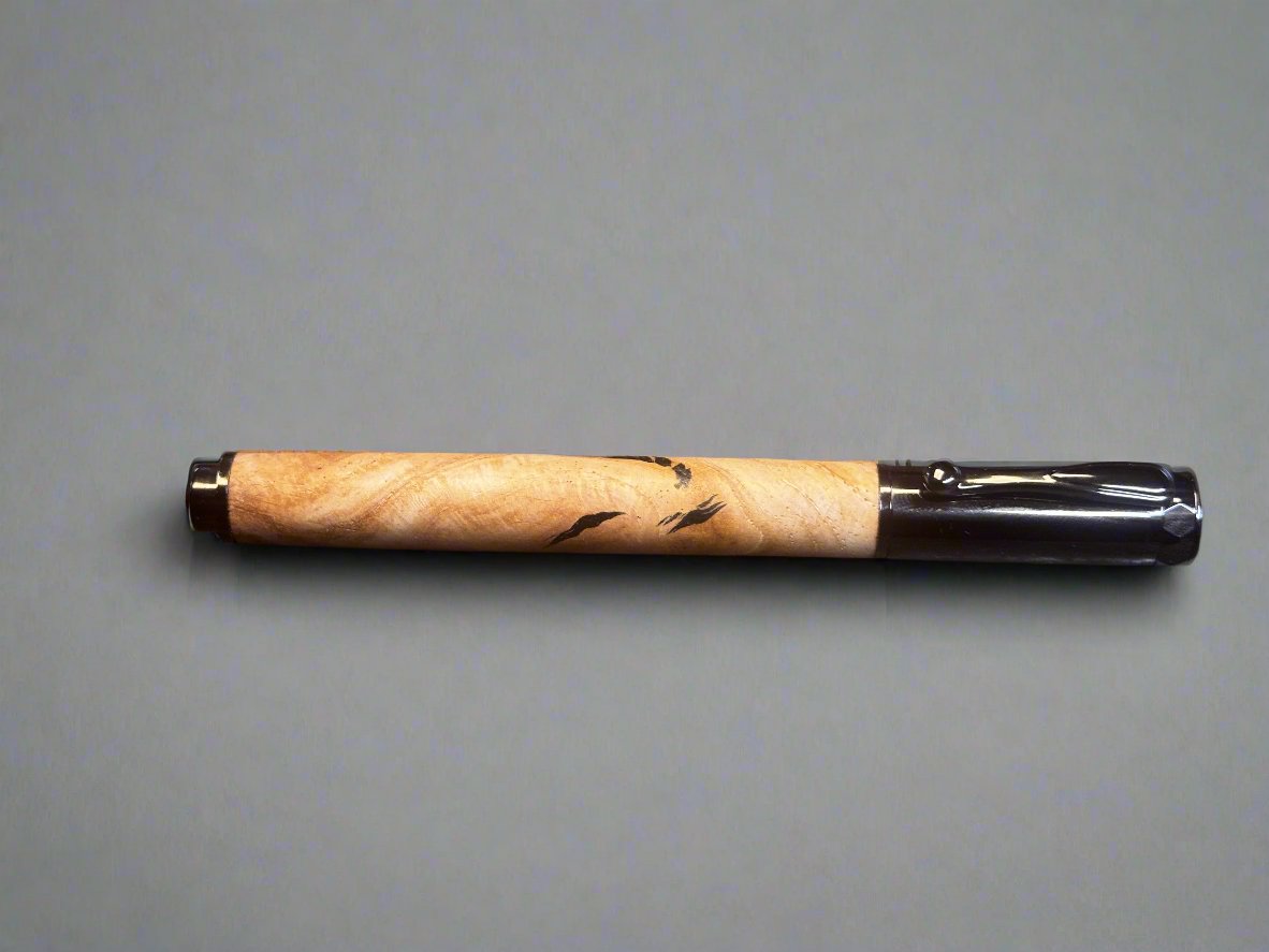 Pecan Wood Rollerball Pen - Gunmetal