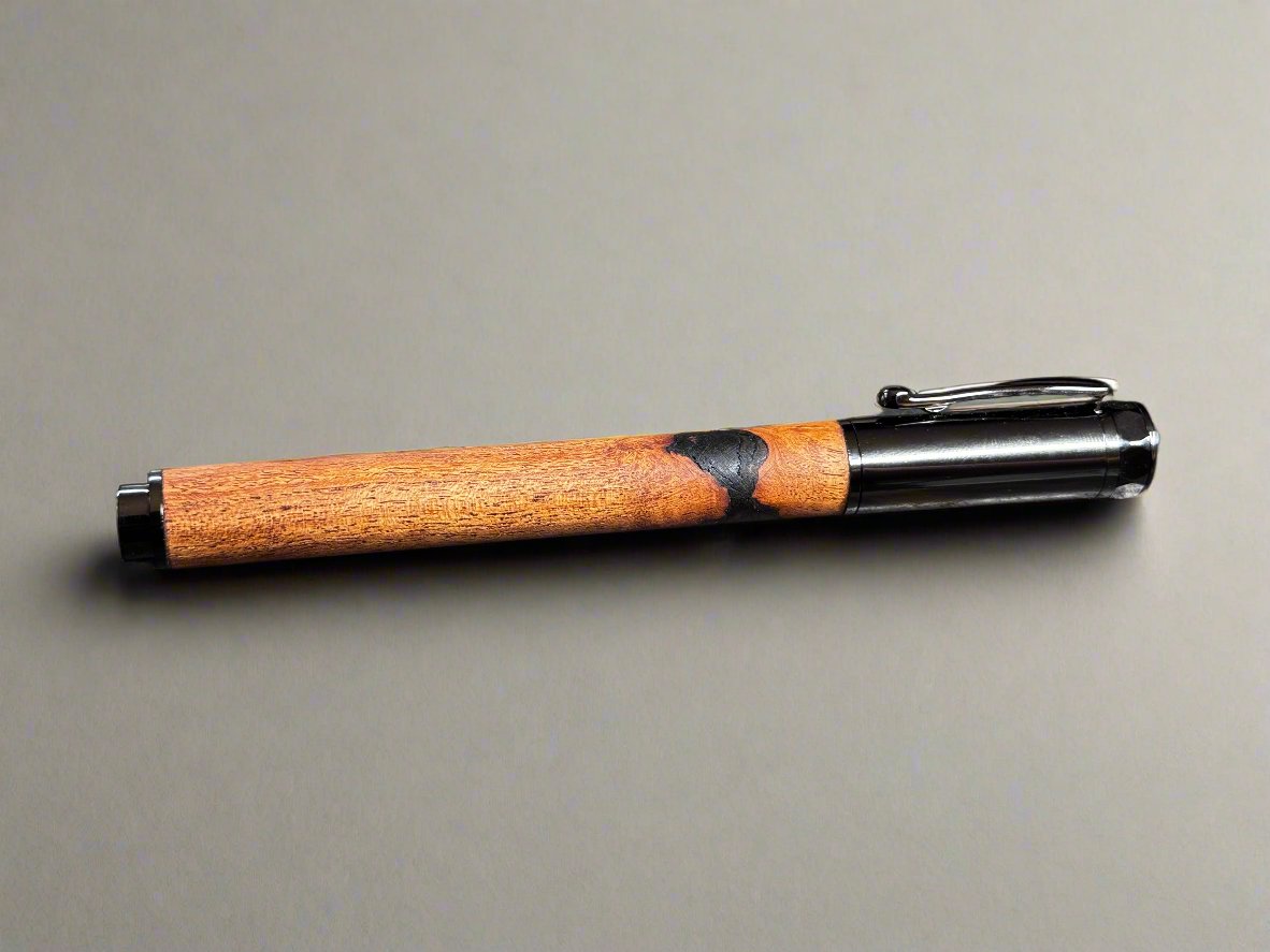 Mesquite Wood Rollerball Pen - Gunmetal